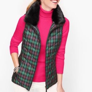 Talbots Petite XL Plaid Puffer Vest NWT